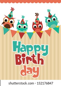 Happy Birthday Card Design. Vector Illustration