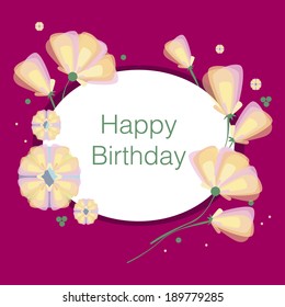 happy birthday card design. vector illustration. flowers.
