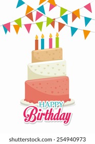 Happy Birthday card design, vector illustration.