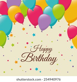Happy Birthday card design, vector illustration.