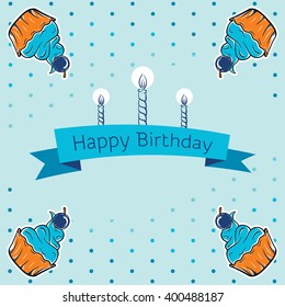 happy birthday card design. vector illustration. cute greeting card
