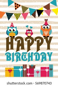 happy birthday card design. vector illustration
