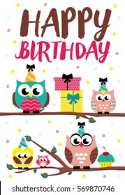 Happy Birthday Card Design Vector Illustration Stock Vector (Royalty ...