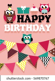 happy birthday card design. vector illustration