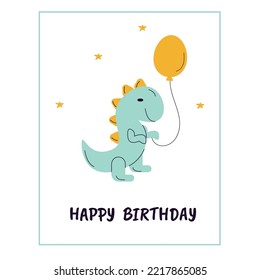 Happy birthday card with a dinosaur