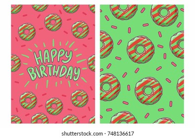 happy birthday card with donut pattern