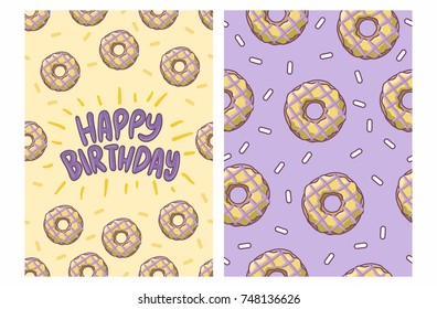 happy birthday card with donut pattern