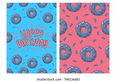 happy birthday card with donut pattern