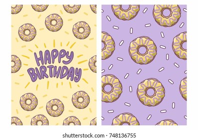 happy birthday card with donut pattern