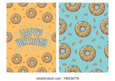 happy birthday card with donut pattern