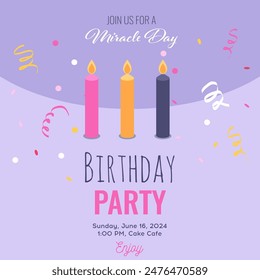 Happy Birthday card to event party with a flat birthday cake