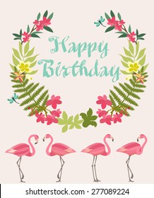 Happy Birthday card with flamingo