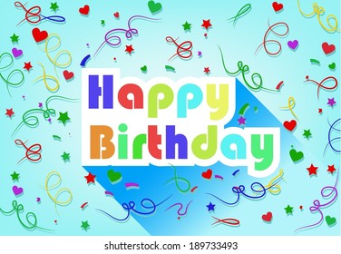 Happy Birthday Card Flat Design Ribbon Stock Vector (royalty Free 