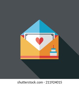 Happy birthday card flat icon with long shadow,eps10