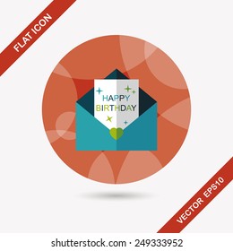 Happy birthday card flat icon 