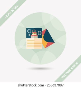 Happy birthday card flat icon with long shadow,eps10