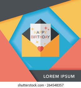 Happy birthday card flat icon with long shadow,eps10
