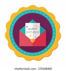 Happy birthday card flat icon with long shadow,eps10