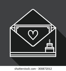 Happy birthday card flat icon with long shadow, line icon