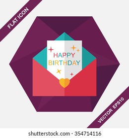 Happy birthday card flat icon with long shadow,eps10
