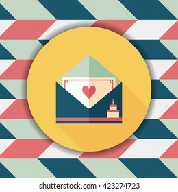 Happy birthday card flat icon with long shadow,eps10