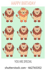 Happy Birthday card in flat style. Vector illustration