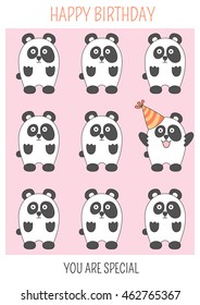 Happy Birthday card in flat style. Vector illustration