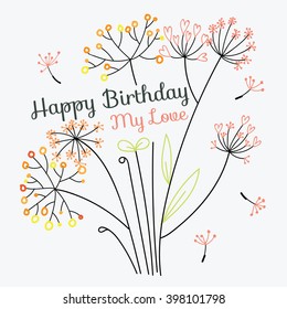 Happy Birthday Card. Floral Birthday background.