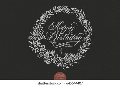 Happy birthday card with floral background artwork. Elegant ornate floral background. Floral background and elegant flower elements. Design template.