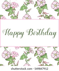 Happy birthday card. Flower frame