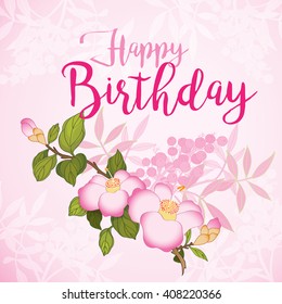 Happy Birthday card with flower. Vector illustration EPS 10
