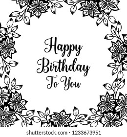 happy birthday card with flowers bouquet vector illustration