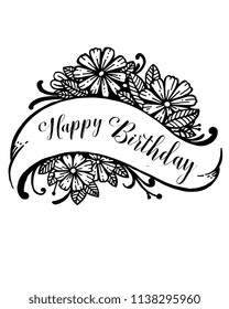 Happy Birthday card with flowers vector collection 