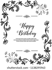 Happy Birthday card with flowers vector collection 