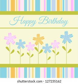 happy birthday card with flowers .Vector eps10, illustration.