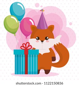 happy birthday card with fox