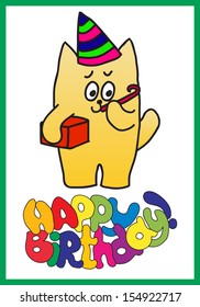 Happy birthday card with funny cat