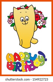 Happy birthday card with funny cat