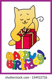 Happy birthday card with funny cat