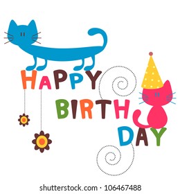 Happy birthday card with funny cats
