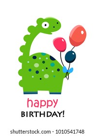 Happy Birthday Card Funny Dinosaur Stock Vector (Royalty Free ...