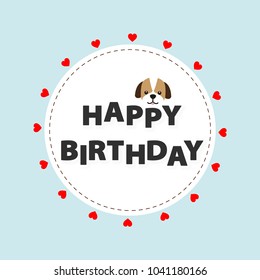 Happy birthday card. Funny dog. Vector illustration.