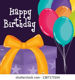 Happy Birthday Card Gift Balloons Helium Stock Vector (Royalty Free ...