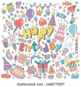 Happy Birthday Card Hand Drawn Doodle Stock Vector (Royalty Free ...