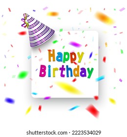 happy birthday card with birthday hat. Illustration for design. vector format