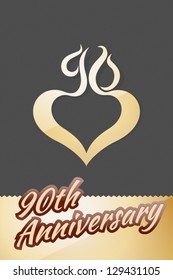 Happy birthday card with heart and flaming numbers (for all ages from 1 to 100 with different colors and decorations). This card is a part of a huge set