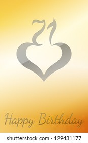 Happy birthday card with heart and flaming numbers (for all ages from 1 to 100 with different colors and decorations). This card is a part of a huge set
