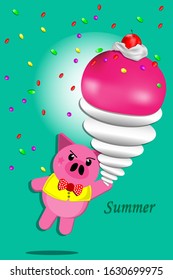 Happy birthday card with ice cream