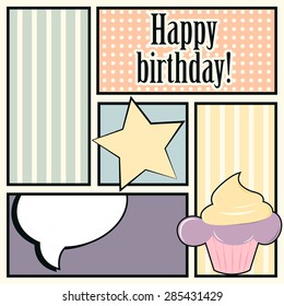 happy birthday card, illustration in vector format