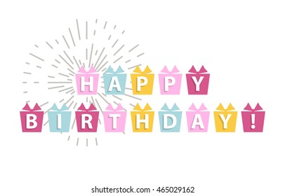 Happy birthday card isolated on a white background.Text on a  gift sign